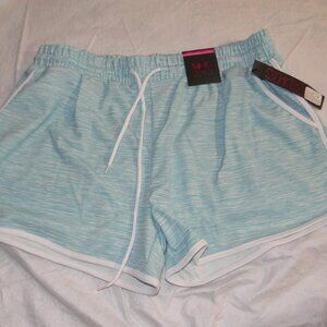 Shosho Blue Space Dye Athletic Shorts Sz L Drawstring Pockets Running Track NWT